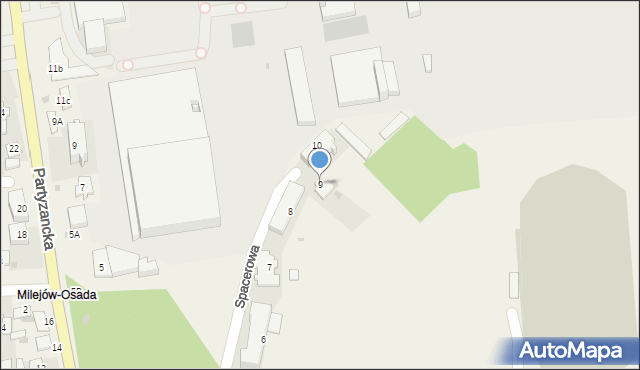Milejów-Osada, Spacerowa, 9, mapa Milejów-Osada