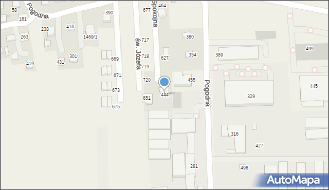 Mników, Spokojna, 5, mapa Mników