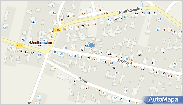 Modliszewice, Spokojna, 50, mapa Modliszewice