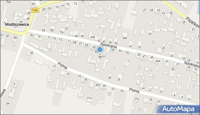 Modliszewice, Spokojna, 59, mapa Modliszewice