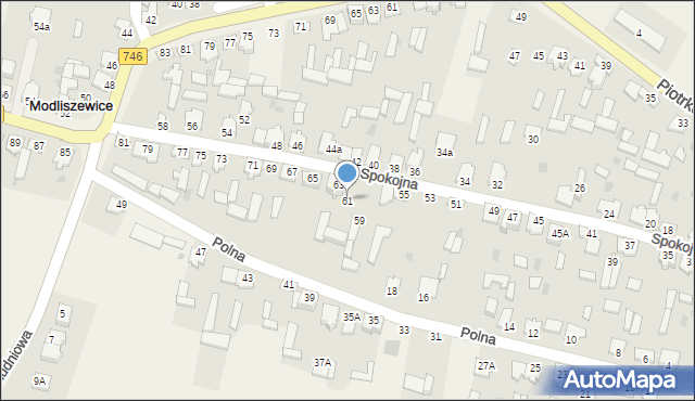 Modliszewice, Spokojna, 61, mapa Modliszewice