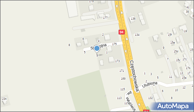 Modlnica, Spokojna, 3, mapa Modlnica