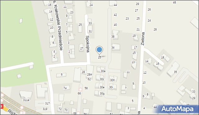 Modlniczka, Spokojna, 15, mapa Modlniczka