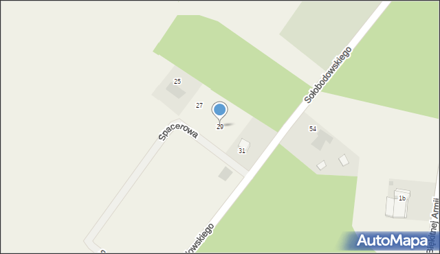 Mokre, Spacerowa, 29, mapa Mokre