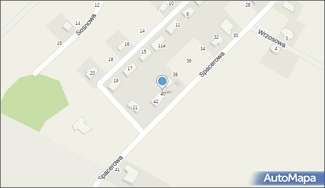Mokronos Górny, Spacerowa, 40, mapa Mokronos Górny