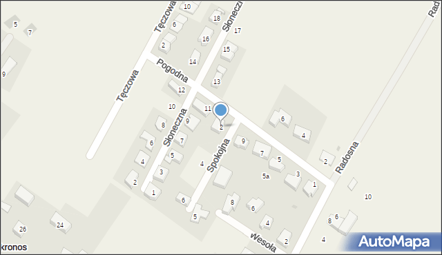 Mokronos Górny, Spokojna, 2, mapa Mokronos Górny
