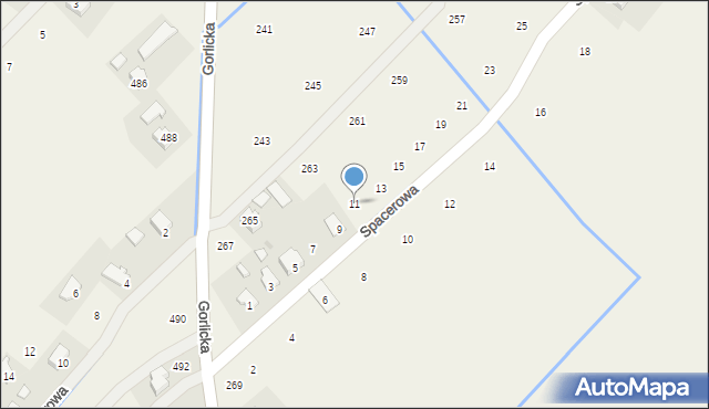 Moszczenica, Spacerowa, 11, mapa Moszczenica