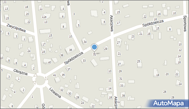 Mrozy, Spółdzielcza, 31, mapa Mrozy