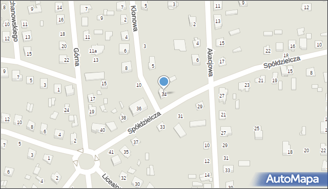 Mrozy, Spółdzielcza, 34, mapa Mrozy
