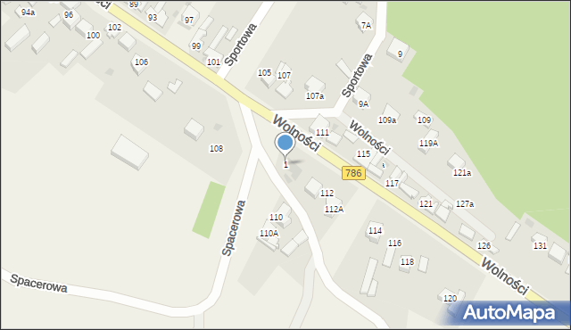 Mstów, Spacerowa, 1, mapa Mstów