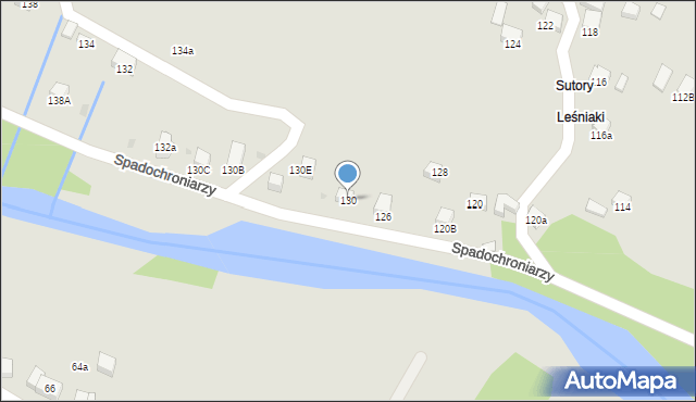 Mszana Dolna, Spadochroniarzy, 130, mapa Mszana Dolna