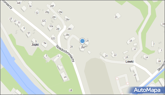 Mszana Dolna, Spadochroniarzy, 26a, mapa Mszana Dolna