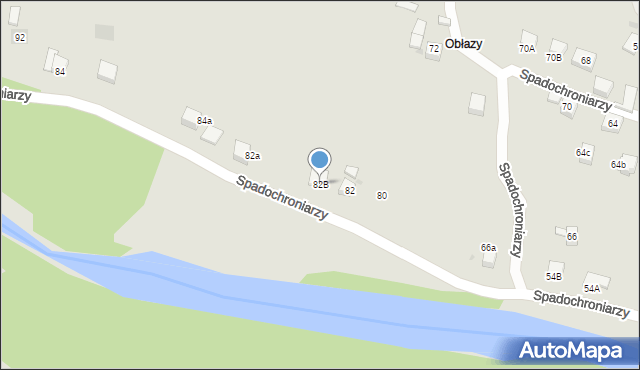Mszana Dolna, Spadochroniarzy, 82B, mapa Mszana Dolna