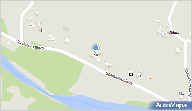Mszana Dolna, Spadochroniarzy, 84a, mapa Mszana Dolna