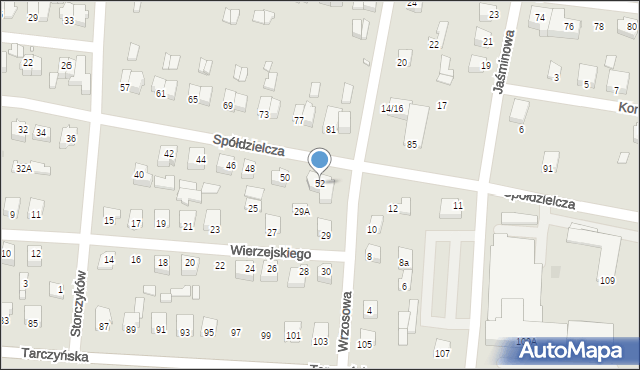 Mszczonów, Spółdzielcza, 52, mapa Mszczonów
