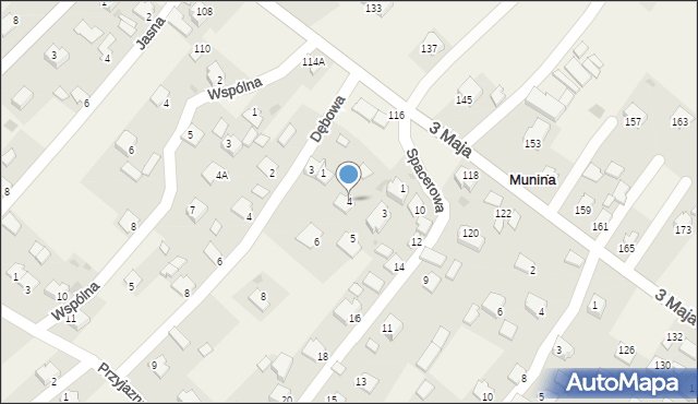 Munina, Spacerowa, 4, mapa Munina