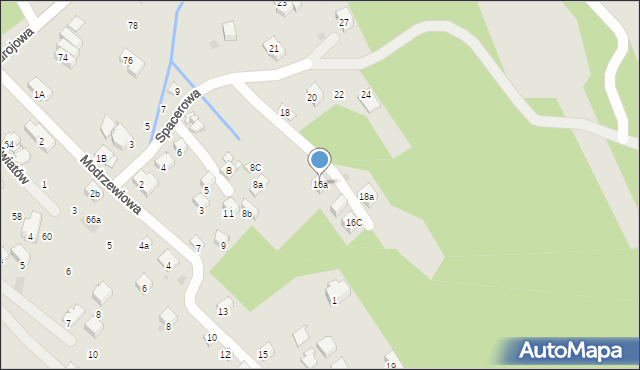 Myślenice, Spacerowa, 16a, mapa Myślenice