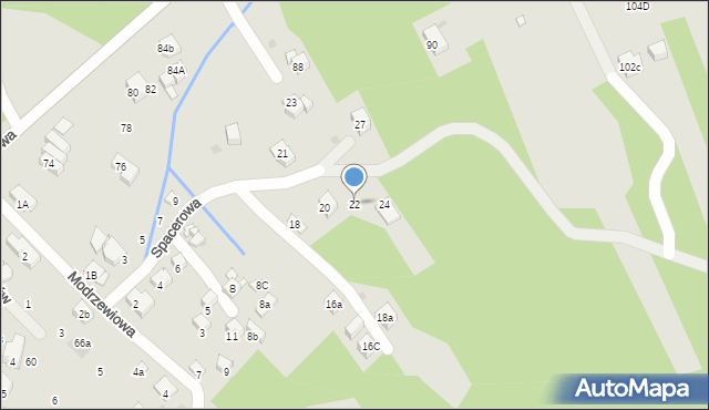 Myślenice, Spacerowa, 22, mapa Myślenice