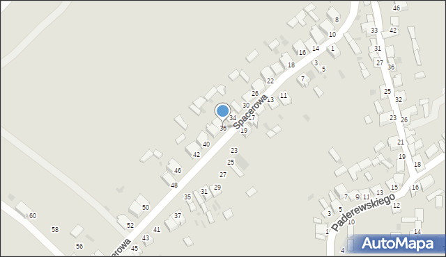 Myszków, Spacerowa, 36, mapa Myszków