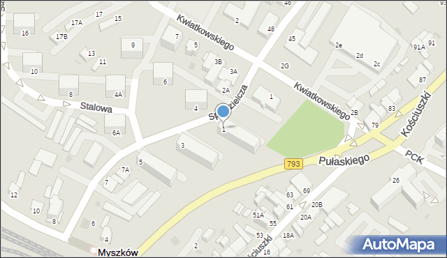 Myszków, Spółdzielcza, 1, mapa Myszków