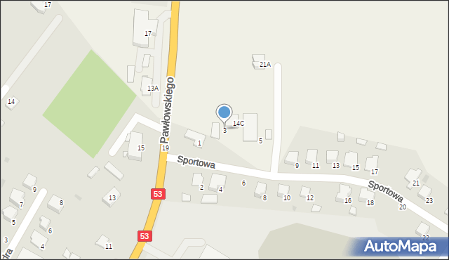 Myszyniec, Sportowa, 3, mapa Myszyniec