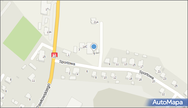 Myszyniec, Sportowa, 5, mapa Myszyniec