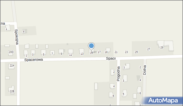 Myszyniec Stary, Spacerowa, 15, mapa Myszyniec Stary