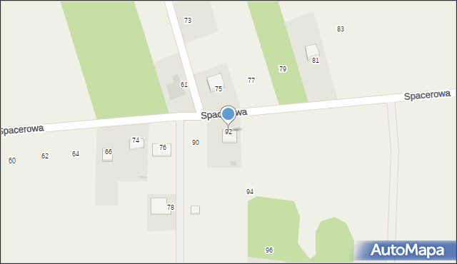 Myszyniec Stary, Spacerowa, 92, mapa Myszyniec Stary