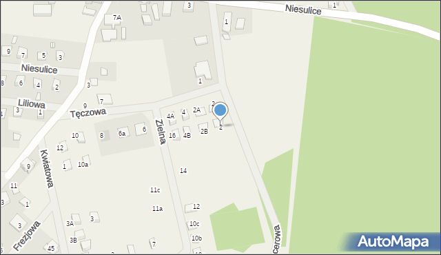 Niesulice, Spacerowa, 2, mapa Niesulice