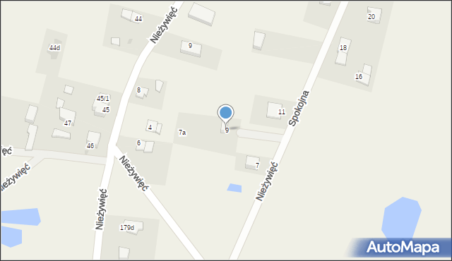 Nieżywięć, Spokojna, 9, mapa Nieżywięć