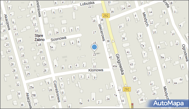 Nowa Sól, Spacerowa, 13, mapa Nowa Sól