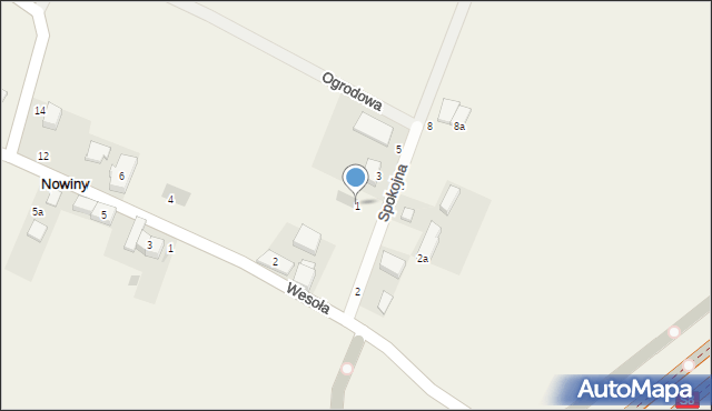 Nowiny, Spokojna, 1, mapa Nowiny
