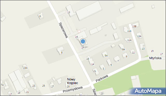 Nowy Krępiec, Spacerowa, 17, mapa Nowy Krępiec