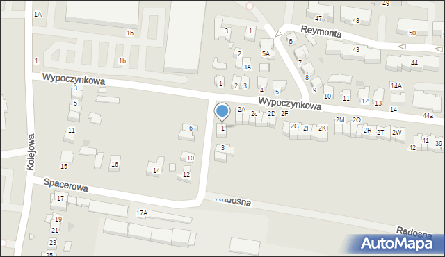 Nowy Tomyśl, Spacerowa, 1, mapa Nowy Tomyśl
