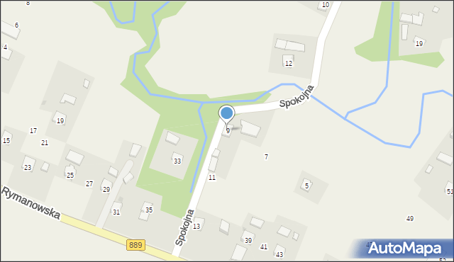 Odrzechowa, Spokojna, 9, mapa Odrzechowa
