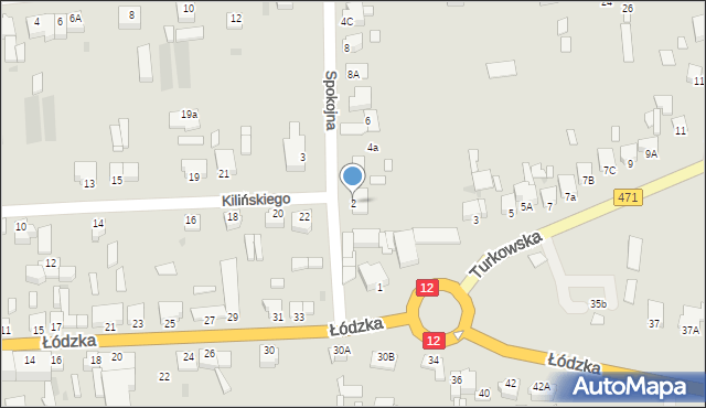 Opatówek, Spokojna, 2, mapa Opatówek