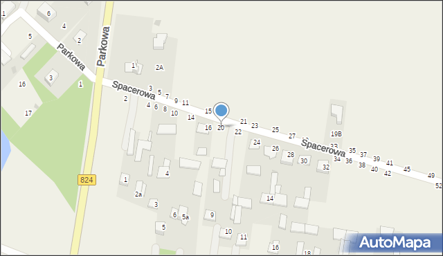 Osiny, Spacerowa, 20, mapa Osiny