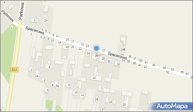 Osiny, Spacerowa, 26, mapa Osiny