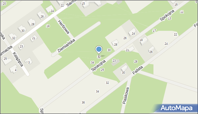 Osowiec, Spokojna, 32, mapa Osowiec