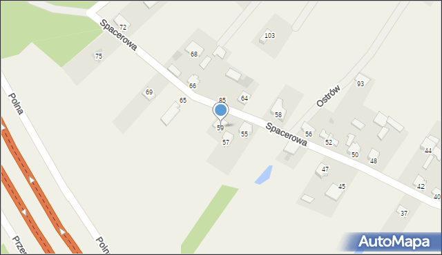 Ostrów, Spacerowa, 59, mapa Ostrów