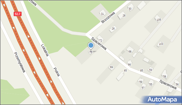 Ostrów, Spacerowa, 75, mapa Ostrów