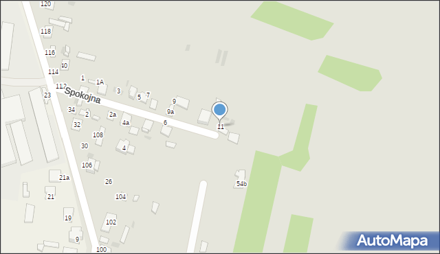 Ostrów Mazowiecka, Spokojna, 11, mapa Ostrów Mazowiecka