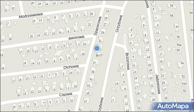 Ostrowiec Świętokrzyski, Spacerowa, 35, mapa Ostrowiec Świętokrzyski