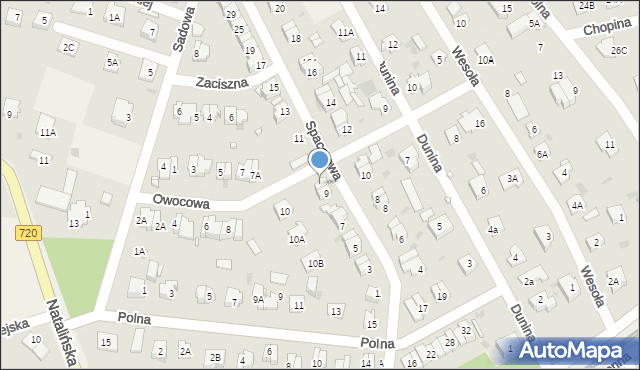 Otrębusy, Spacerowa, 9A, mapa Otrębusy