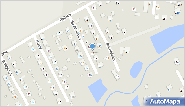 Otyń, Spółdzielcza, 13, mapa Otyń