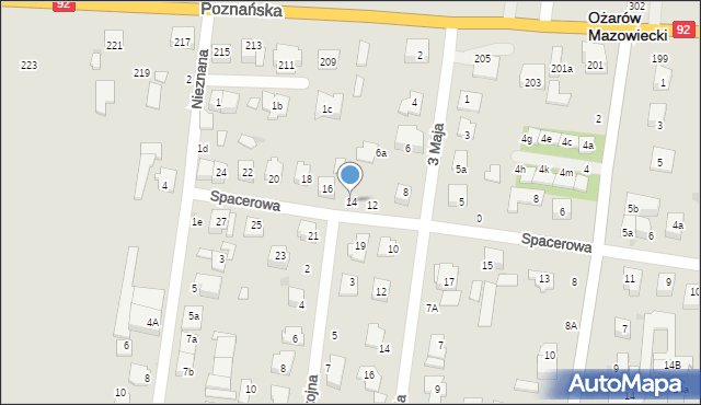 Ożarów Mazowiecki, Spacerowa, 14, mapa Ożarów Mazowiecki