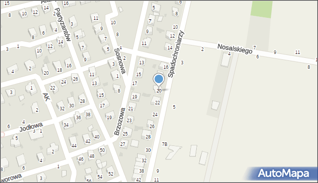 Parczew, Spadochroniarzy, 20, mapa Parczew