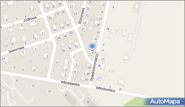 Parczew, Spadochroniarzy, 44, mapa Parczew