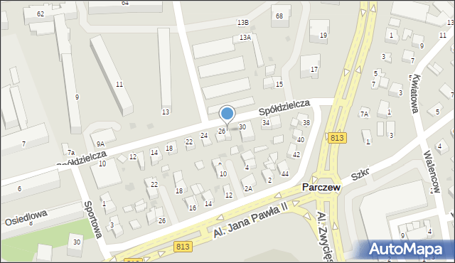 Parczew, Spółdzielcza, 28, mapa Parczew