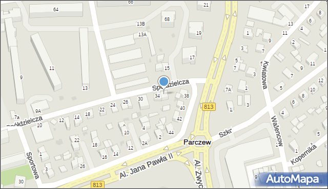 Parczew, Spółdzielcza, 36, mapa Parczew